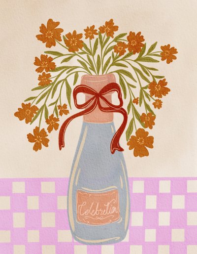 Festive Floral Champagne Bottle by Nikita Jariwala