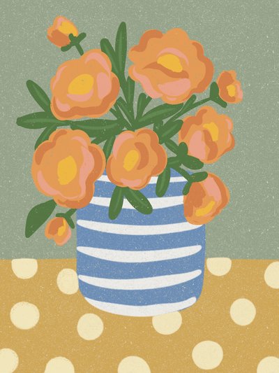 Orange Floral Still Life by Nikita Jariwala