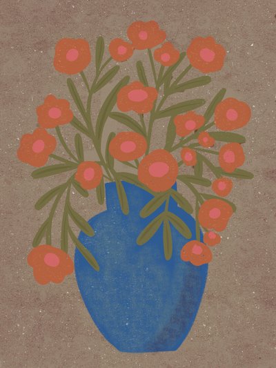 Rustic Orange Floral Vase by Nikita Jariwala
