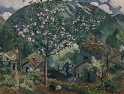 Apple tree in full bloom by Nikolai Astrup