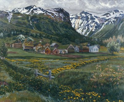 June Night and Old Jølster Yard by Nikolai Astrup