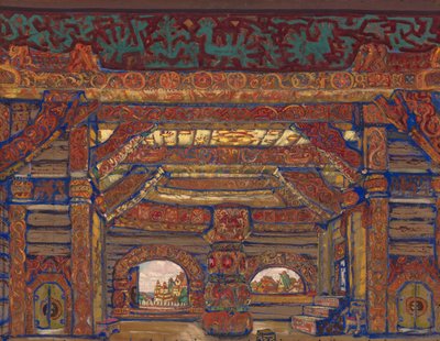The Palace of Tsar Berendey. Stage design for the theatre play Snow Maiden by A. Ostrovsky by Nikolai Konstantinowitsch Roerich