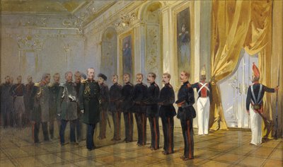 The Presentation of the Siberian Cossack Regiment to Emperor Nicholas I in 1833 by Nikolai Nikolayevich Karasin