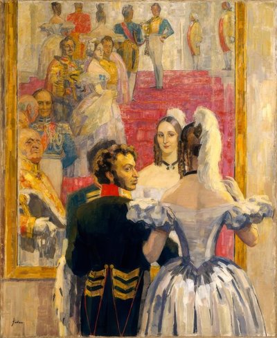 The Poet Alexander Pushkin with His Wife in Anichkov Palace by Nikolaj Pawlowitsch Uljanow