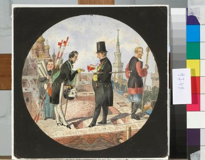 Baron Lev von Bode and Architect Nikolay Chichagov at the Construction Site of the Grand Kremlin Palace in Moscow by Nikolay Benois