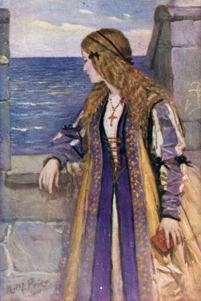 Clare on the battlements of Tantallon by Norman Mills (after) Price