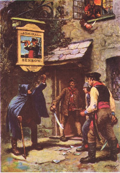 A man leaned out in the moonlight, from Treasure Island published by MacDonald 1947 by Norman Mills Price