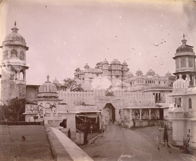View of the City Palace, with Entrance Gateway in the Foreground, Udaipur by O.S. Baudesson