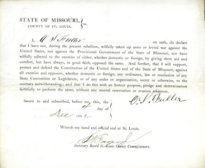 Loyalty Oath of O. S. Fuller of Missouri, County of St. Louis by O.S. Fuller