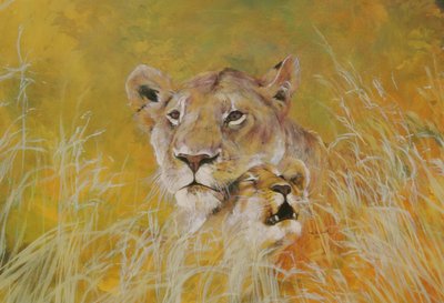 Mother and Baby I (Lions) by Odile Kidd