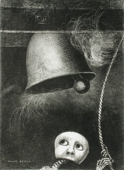 A Mask Sounds the Death Knell. Series: For Edgar Poe by Odilon Redon