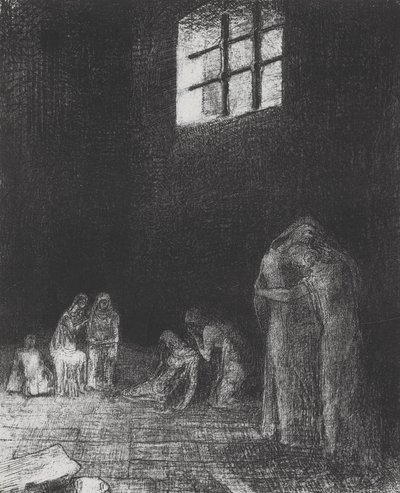 In the Shadow, People Weep and Pray... by Odilon Redon