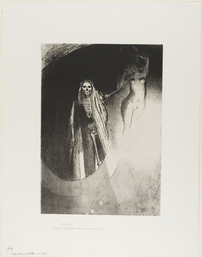 Death: "It is I who make you serious; let us embrace each other", Plate 20 of 24 by Odilon Redon