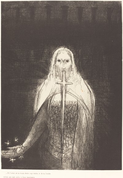 And He Had in His Right Hand Seven Stars; and Out of His Mouth Went a Sharp Two-Edged Sword by Odilon Redon