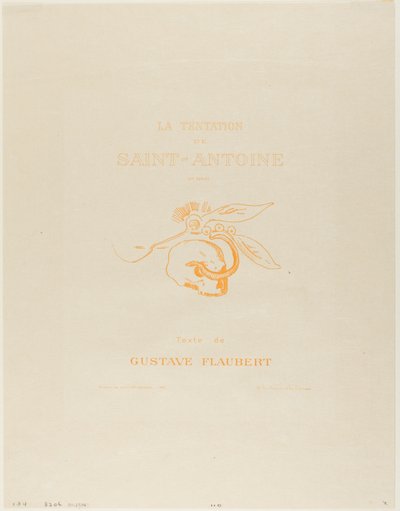 Frontispiece/Title Plate for the Tentation de St. Antoine by Odilon Redon