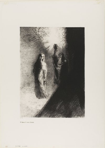 He Raises the Bronze Urn, Plate 4 of 10 by Odilon Redon
