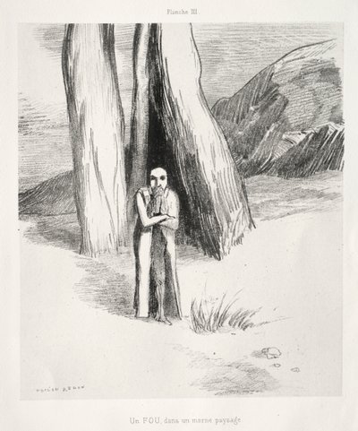 Homage to Goya: A Madman in a Dismal Landscape by Odilon Redon