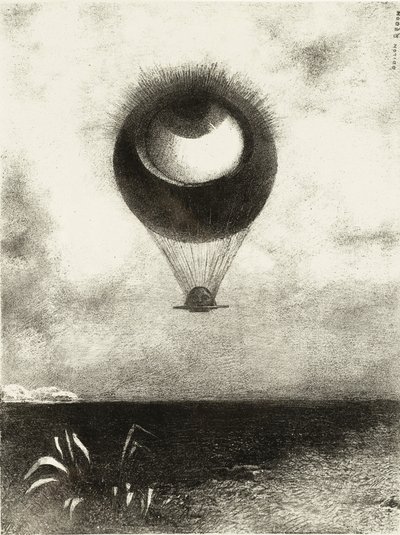 The Eye, Like a Strange Balloon, Mounts toward Infinity. Series: For Edgar Poe, 1882 by Odilon Redon
