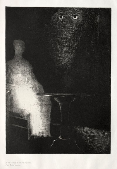 The Haunted House: I Continued to Gaze on the Chair, and Fancied I Saw on it a Pale Blue... by Odilon Redon