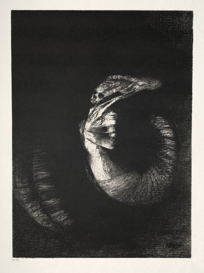 The Temptation of Saint Anthony First Series: It Is a Skull Wreathed with Roses..., 1888 by Odilon Redon