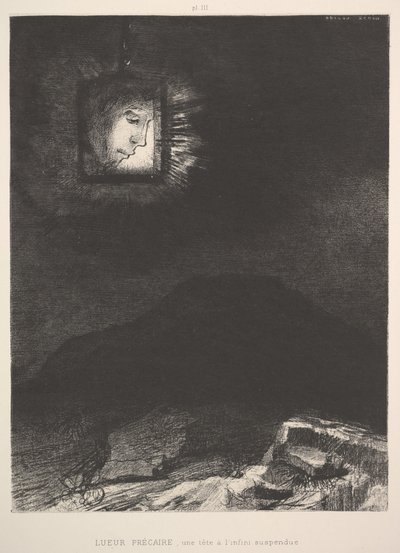 The vague glimmer of a head suspended in space, 1891 by Odilon Redon