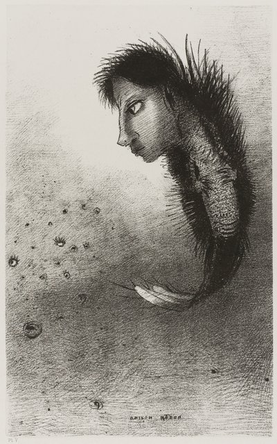 Then There Appears a Singular Being, Having the Head of a Man On the Body of a Fish by Odilon Redon