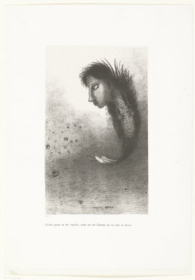 Then Appeared a Strange Being with a Human Head and a Fish Body (Temptation of Saint Anthony) by Odilon Redon