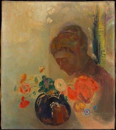 Woman with a Vase of Flowers by Odilon Redon