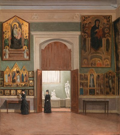 At the Accademia Gallery by Odoardo Borrani