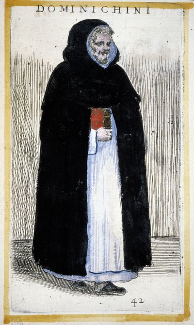 Religious Order: A Dominican Monk. Engraving by O. Fialetti. 16th Century by Odoardo Fialetti