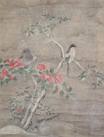 Birds and Camelia in Snow by Ogawa Haritsu