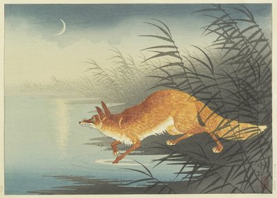 Fox by the Moonlit Water, 1930s by Ohara Koson