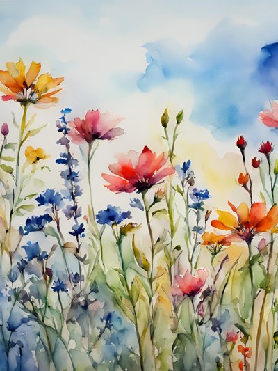 Vibrant Wildflower Meadow by Ohkimiko