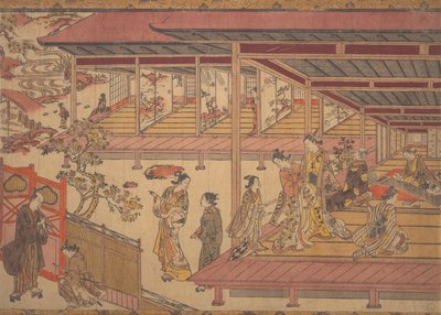 A Man Standing Outside the Gate of a Large House by Okumura Masanobu