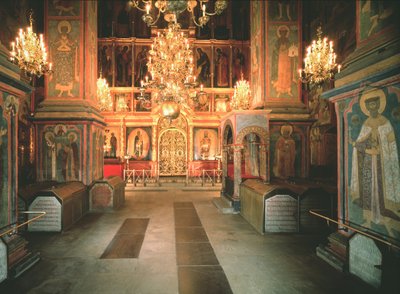 Interior of the Archangel Michael Cathedral in the Moscow Kremlin by Old Russian Architecture