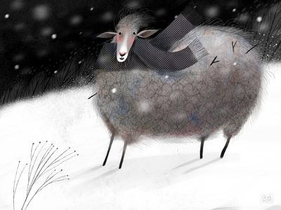 Cozy Winter Sheep by Olga Skomorokhova