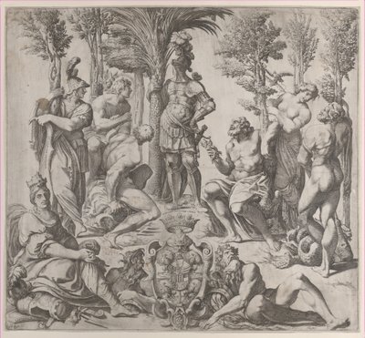 Allegorical Composition with Six Olympian Gods Gathered Around a Figure in Armor, 1615-35 by Oliviero Gatti