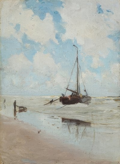 Fishing Boat on the Beach by Olof Jernberg