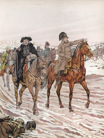 Napoleon, Riding Alongside Abbe Henriot, 1814 by Onfray de Breville Job