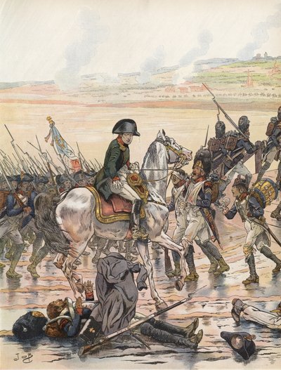 Napoleon Showing Consideration for One of His Fallen Soldiers During the Rhine Campaign by Onfray de Breville Job