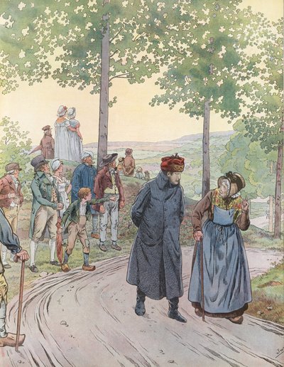 Napoleon Talking to an Old Lady by Onfray de Breville Job