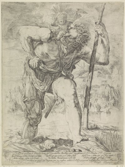 Saint Christopher with Christ Child on Shoulder by Orazio Borgianni