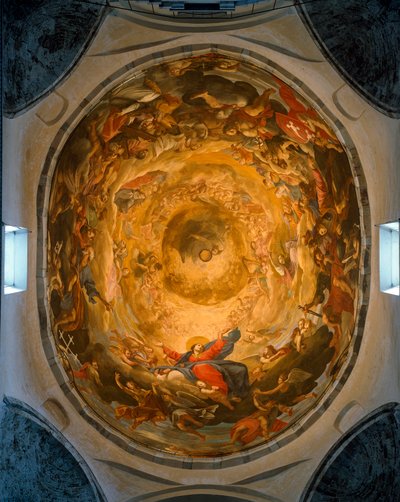 Inside View of the Dome. Fresco Depicting the Assumption of the Virgin by Orazio and Girolamo Riminaldi (17th Century) by Orazio Riminaldi