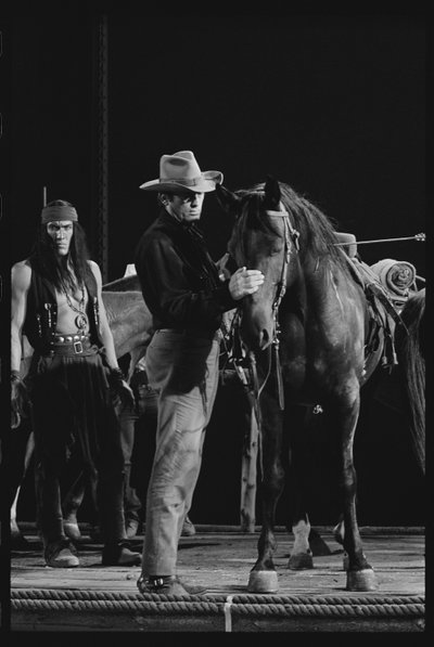 Gregory Peck with Horse on the Set of 