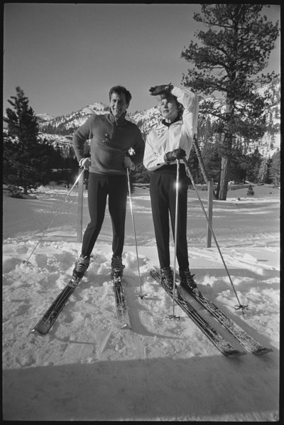 Janet Leigh and Tony Curtis on skis at the Winter Olympics, Squaw Valley, California by Orlando Suero