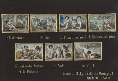 Sketch for the Clichy town hall: Allegories of the life of the citizen (over the door of the marriage hall) by Oscar Pierre Mathieu