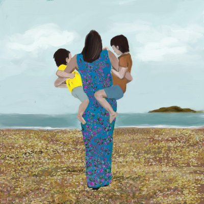 Mother and Sons Beach by Osheensgallery
