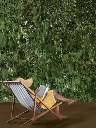 Reading in the Garden by Osheensgallery