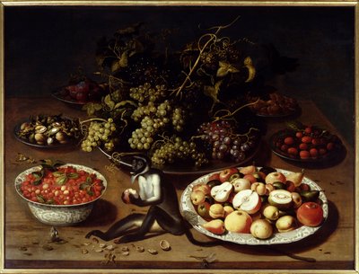 Still Life of Fruit with Monkey and Butterflies by Osias the Elder Beert
