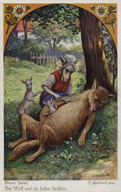 Scene from The Wolf and the Seven Young Kids, by the Brothers Grimm by Oskar Herrfurth